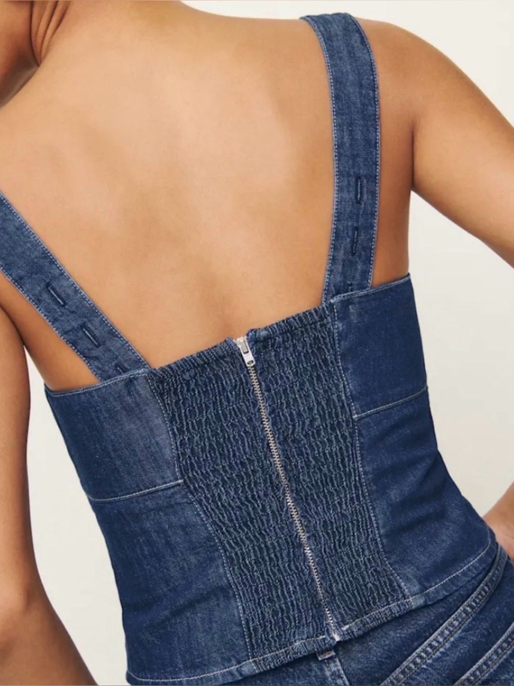 NWT Reformation Tagliatelle Denim Corset Top Blue Women's 2 - Picture 2 of 9